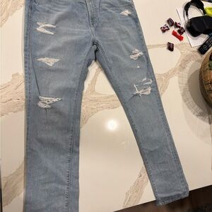 Abercrombie & Fitch Athletic Skinny Mens Light Blue Distressed Jeans